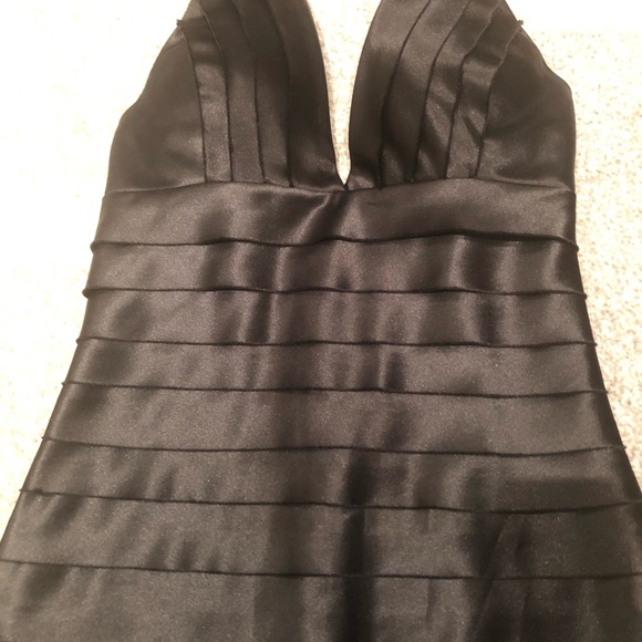 BCBGMaxAzria black satin tiered halter dre… - Picture 9 of 13